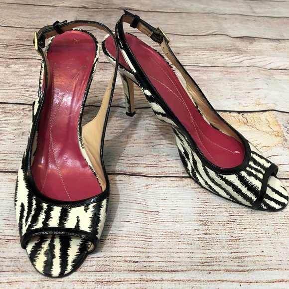 kate spade Shoes - Kate Spade Patent Leather Zebra Slingback Shoes